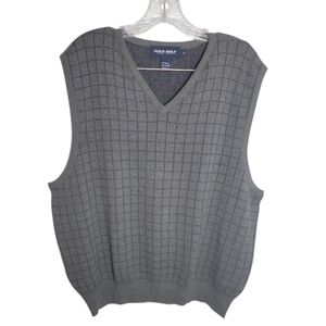 Ralph Lauren polo golf gray blue v neck cotton sweater vest size large